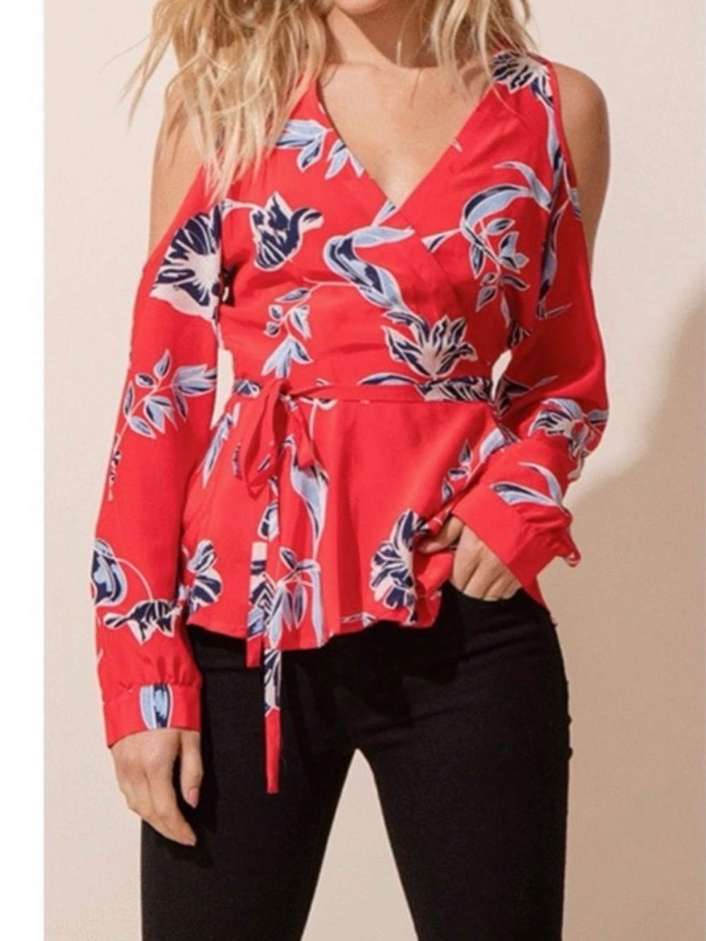 Anthroplogie  Yumi Kim Women's Red “Love Struck” Wrap Top Size S
